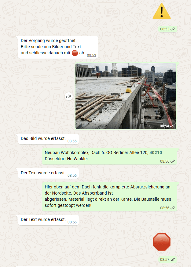 Gefahrenmeldung per Text