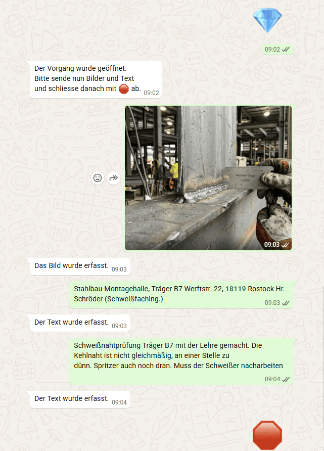 Qualitätsbericht per Text mit Fachbeschreibung
