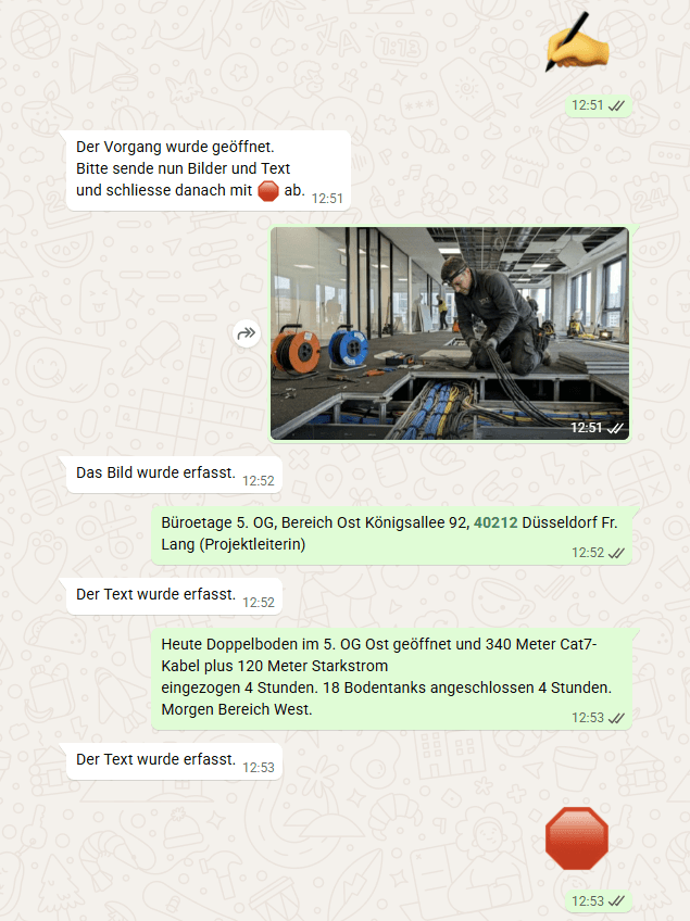Informe diario de trabajo por WhatsApp – Por texto