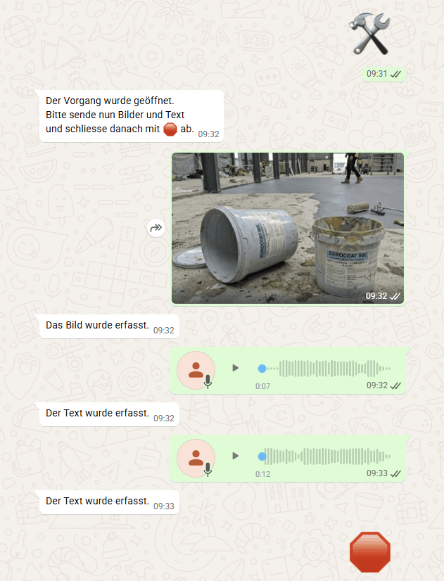 Demande de materiel par WhatsApp – Par voix
